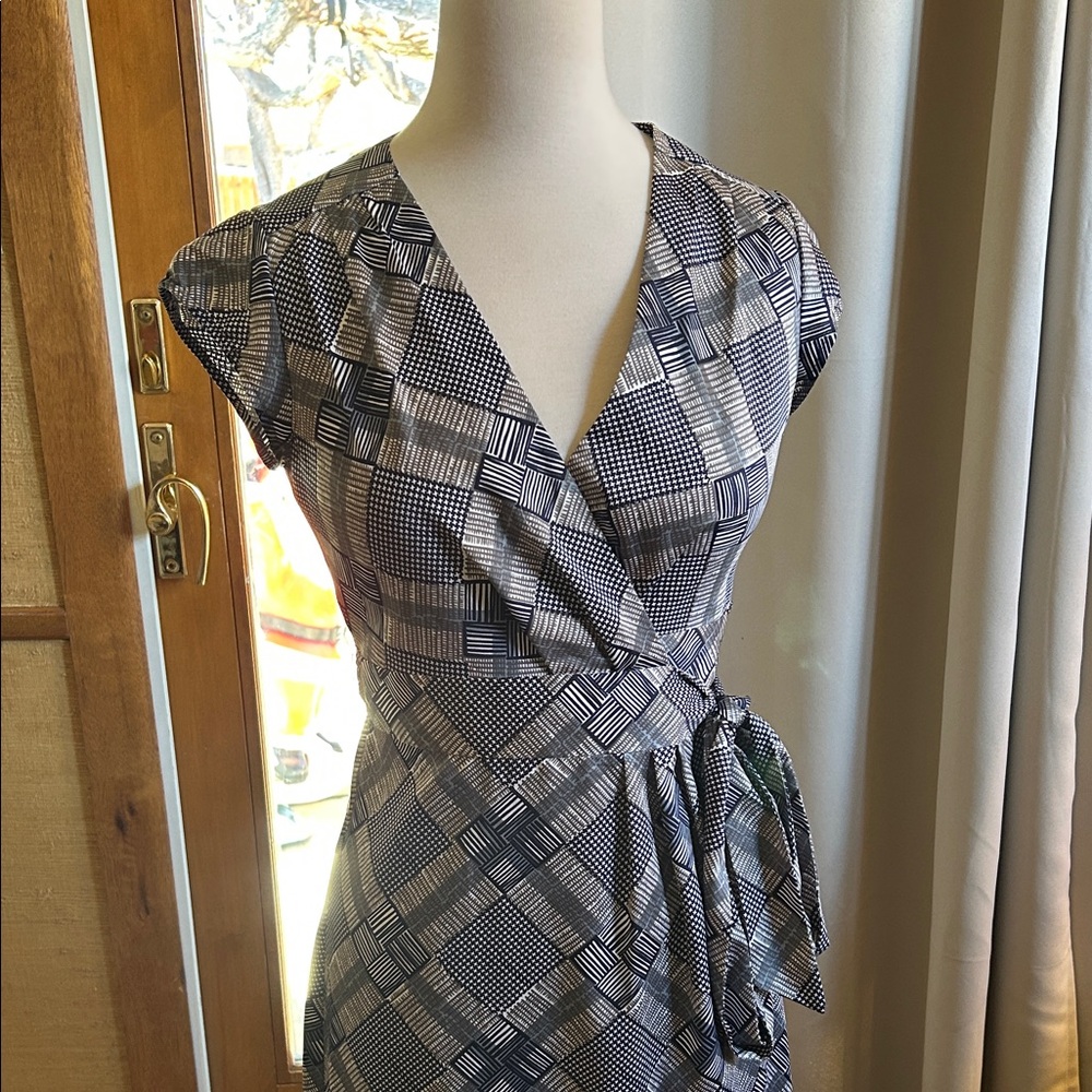 Elegant Black and White Wrap Dress